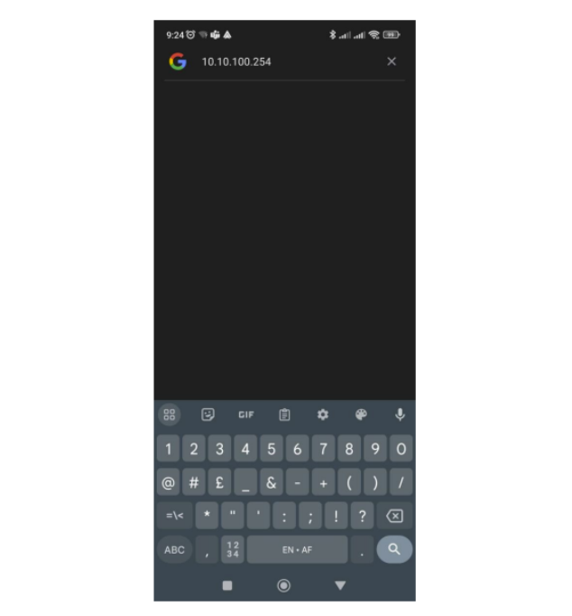 Enter 10.10.100.254 in the browser