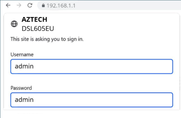 aztech login page