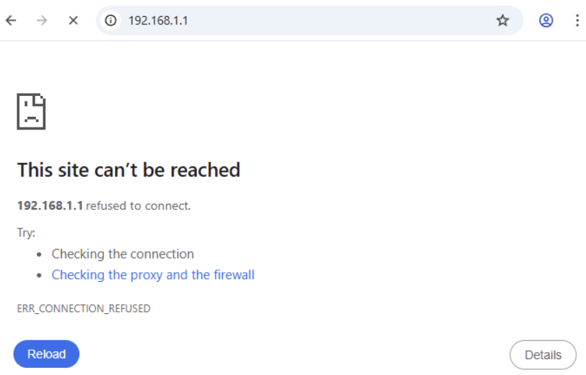 192.168.1.1 refused connect