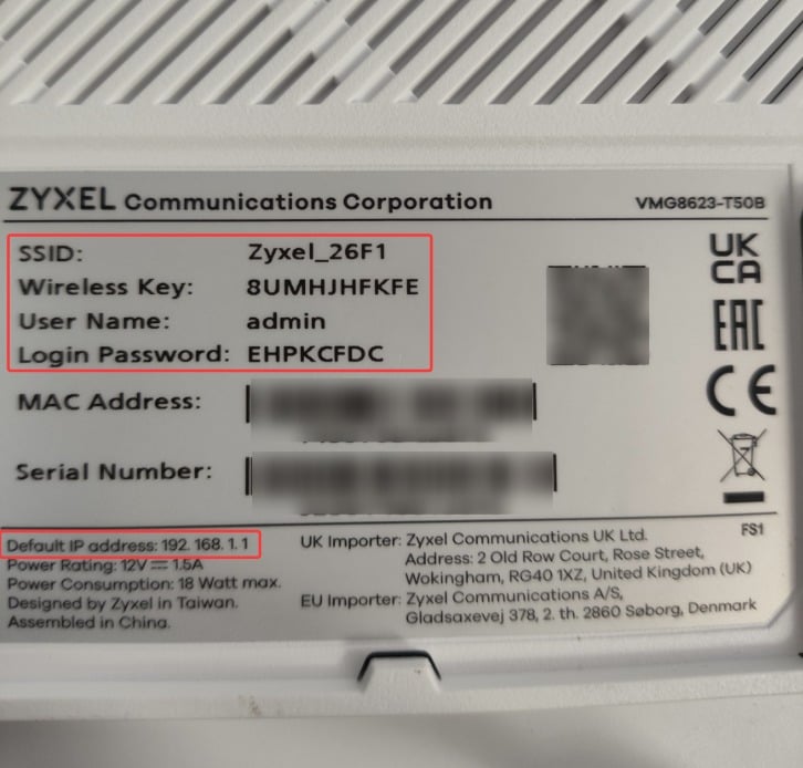 Zyxel IP 192.168.1.1