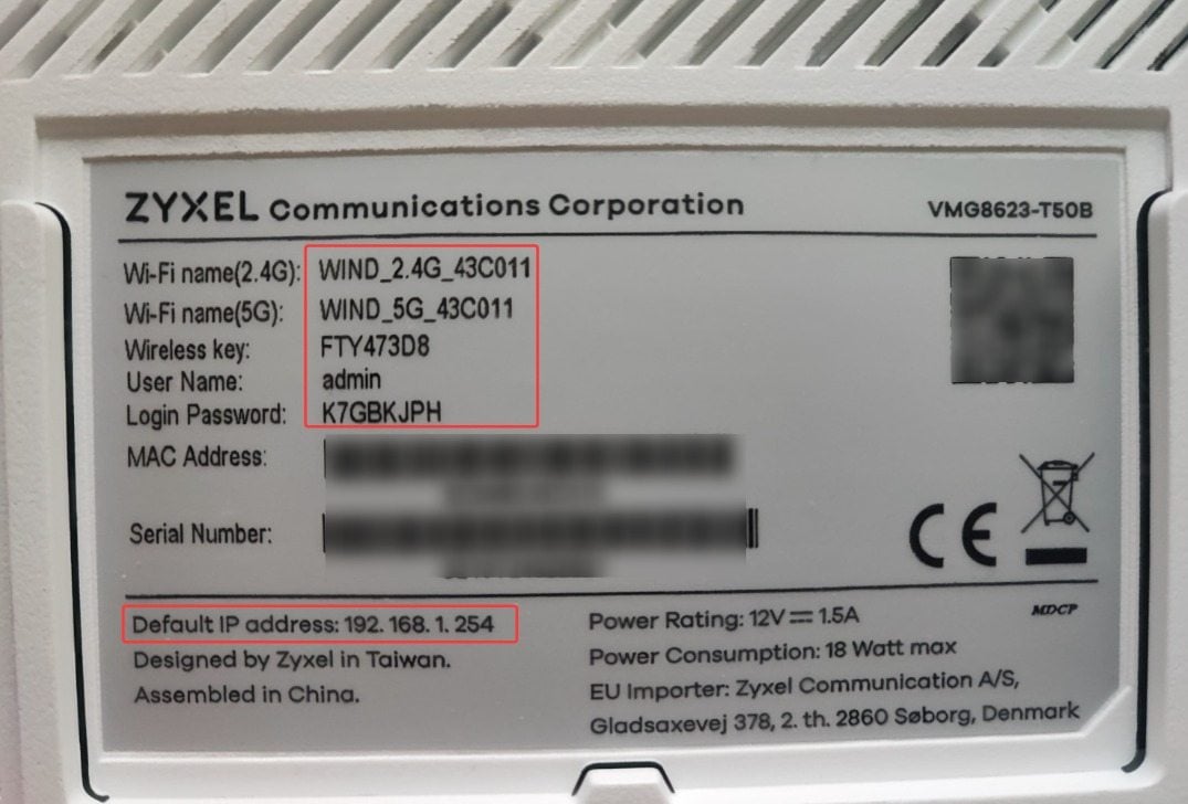 Zyxel IP 192.168.1.254