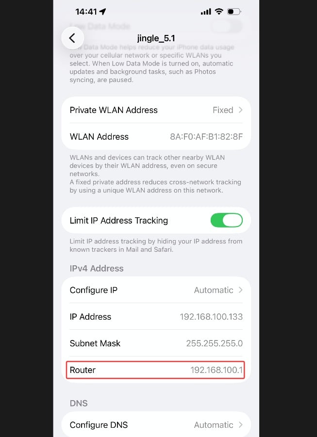 Check modemn ip on phone