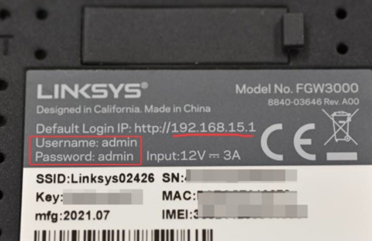 192.168.15.1 default login password