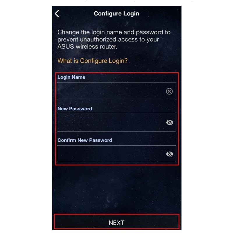 create login name and password