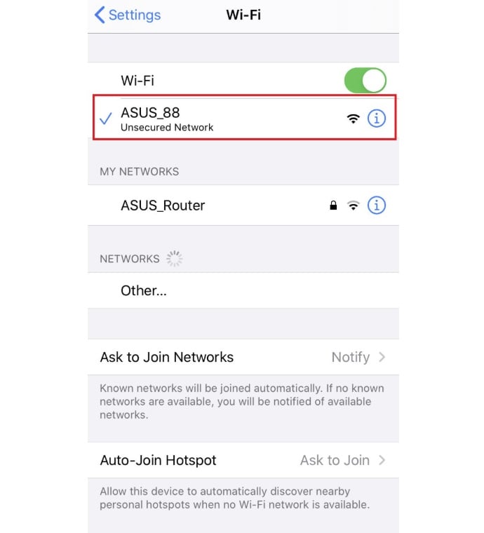connect default WiFi