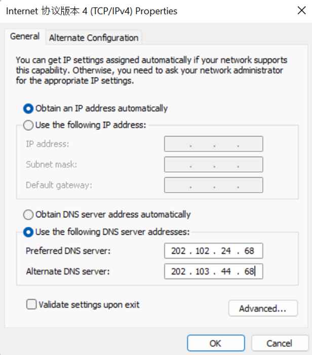 Windows view and modify DNS address