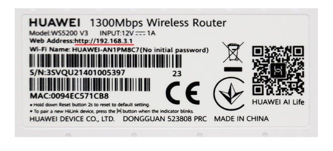 huawei router ip 192.168.3.1
