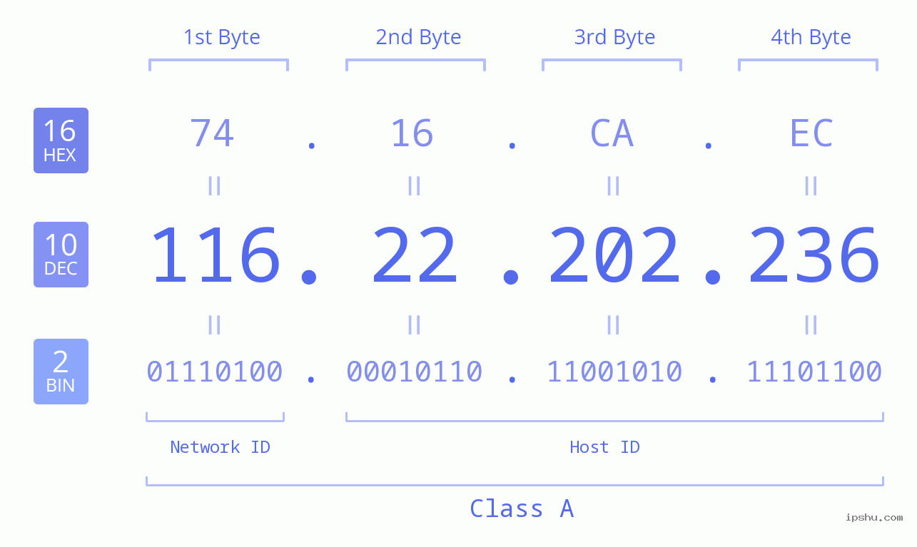 IPv4: 116.22.202.236 Network Class, Net ID, Host ID