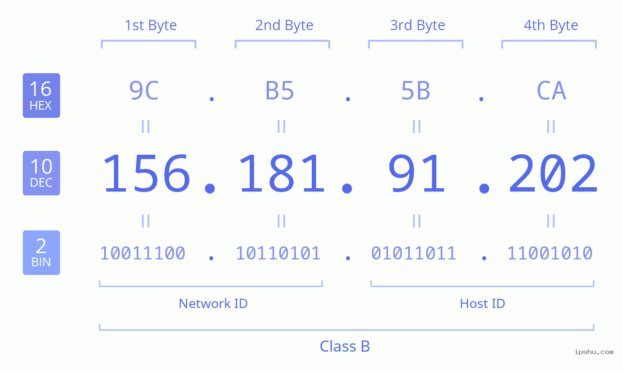 IPv4: 156.181.91.202 Network Class, Net ID, Host ID