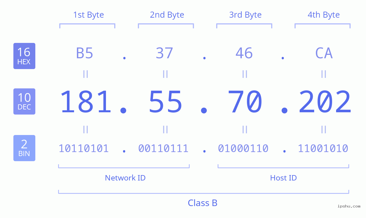 IPv4: 181.55.70.202 Network Class, Net ID, Host ID