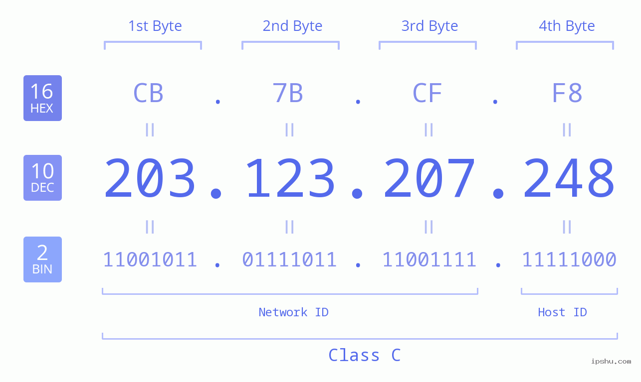 IPv4: 203.123.207.248 Network Class, Net ID, Host ID